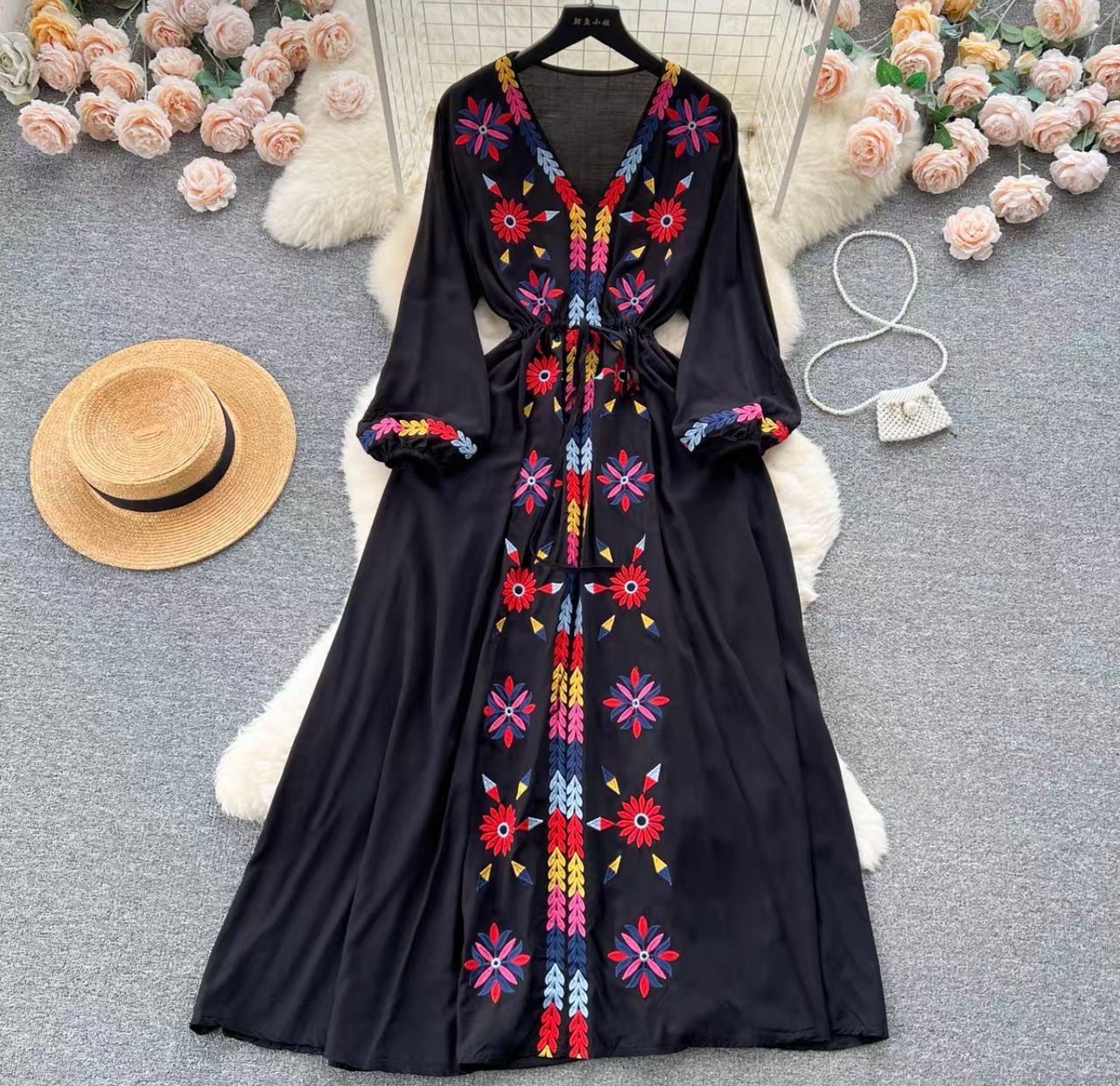 Extra slay vibe embroidery dress CD454 image