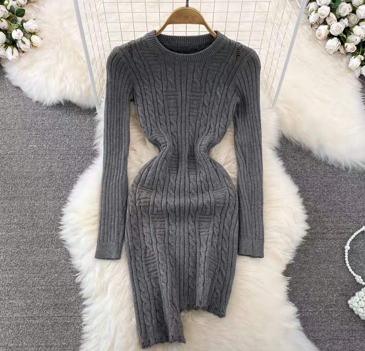Champagne body knit gown KBC35 image