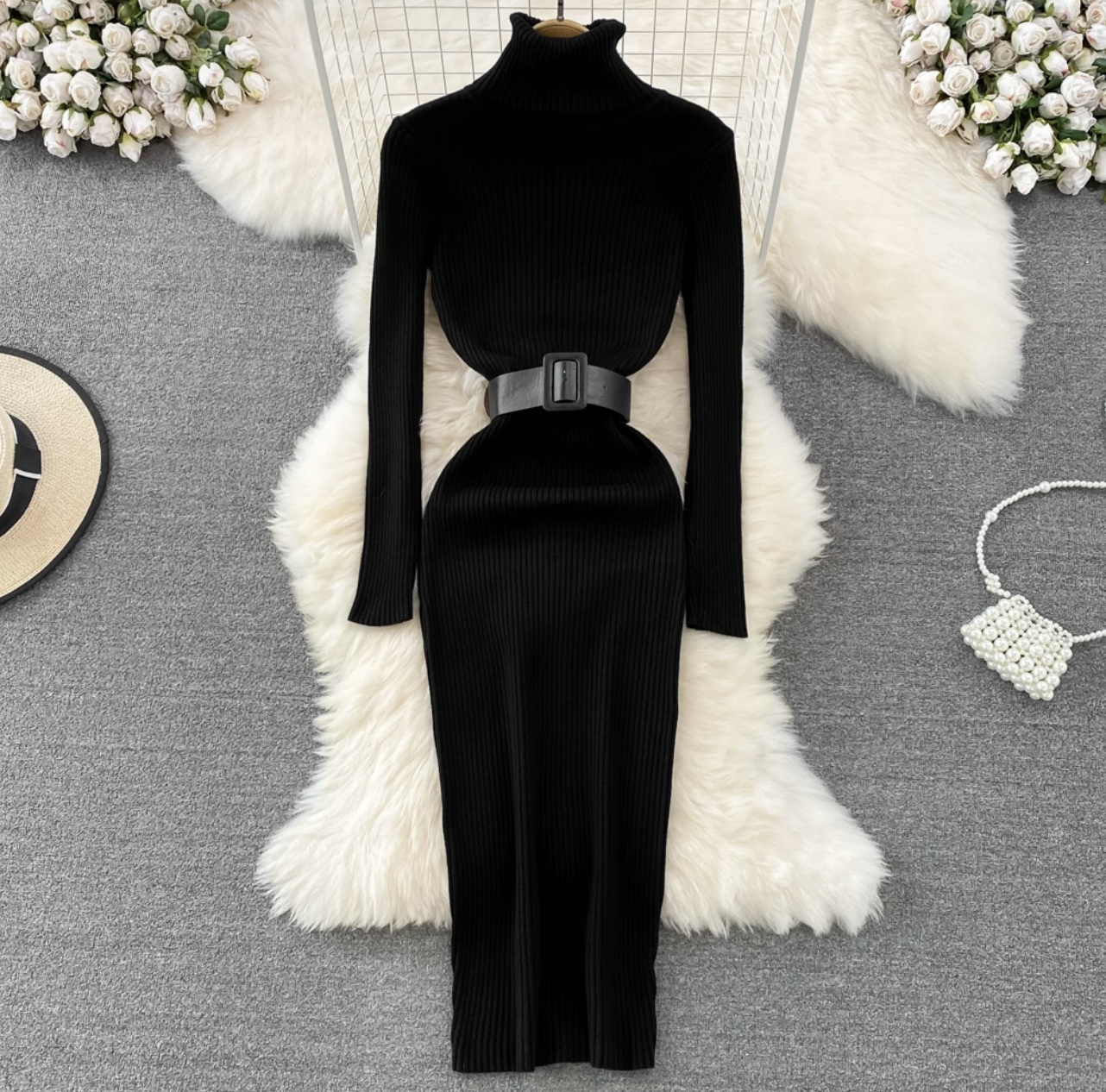 Late nights sweater gown & belt KBC29 image