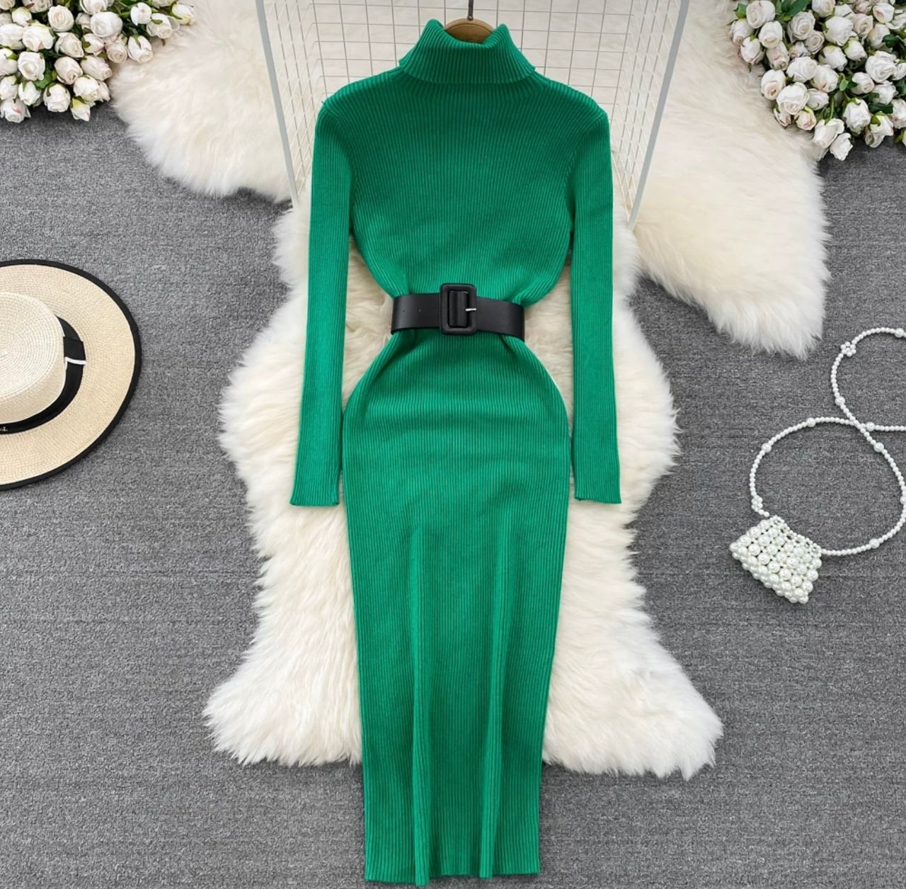 Late nights sweater gown & belt KBC29 image