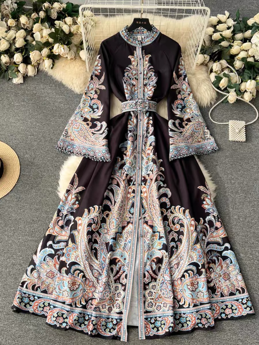 Walk around town print dress ED182 image