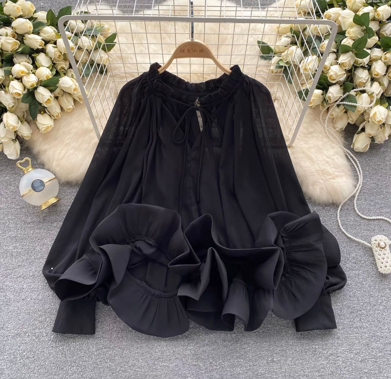 Dinner party ruffle blouse BE154 image