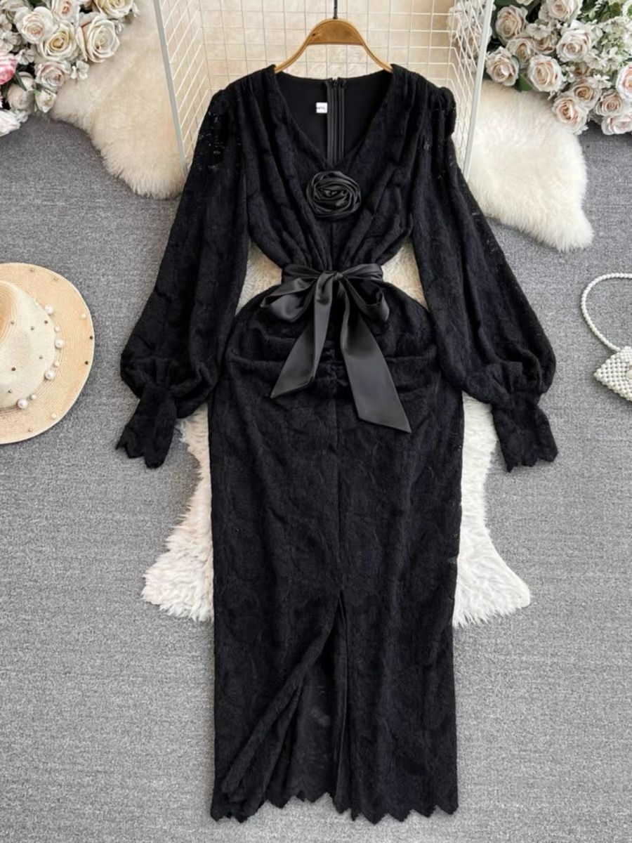 Dinner party sheer lace dress CBC368 image