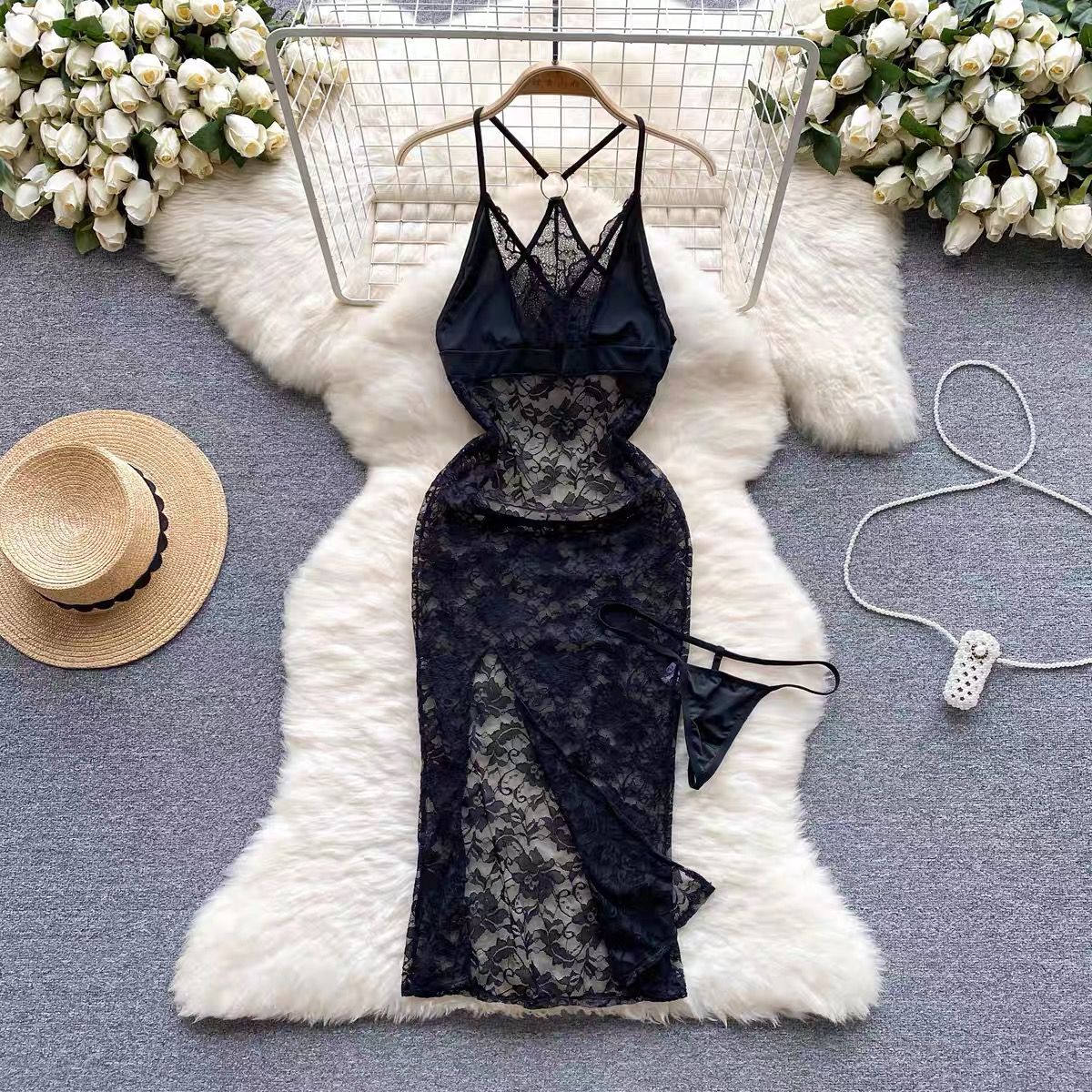 Night lover lace gown & panties CBC125 image