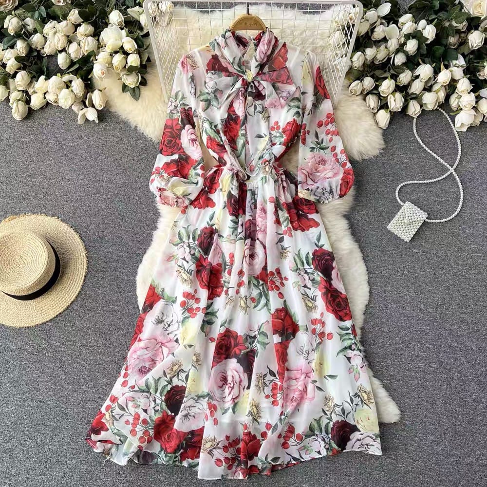 She works hard for the money print dress CD65 image