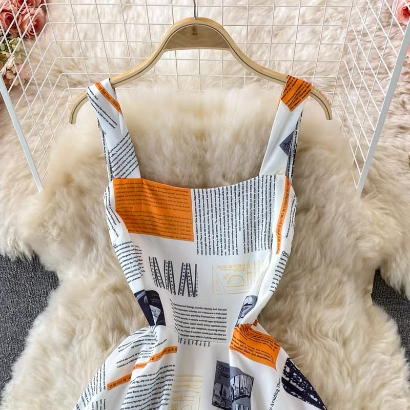 Bora bora babe news print dress CD26 image