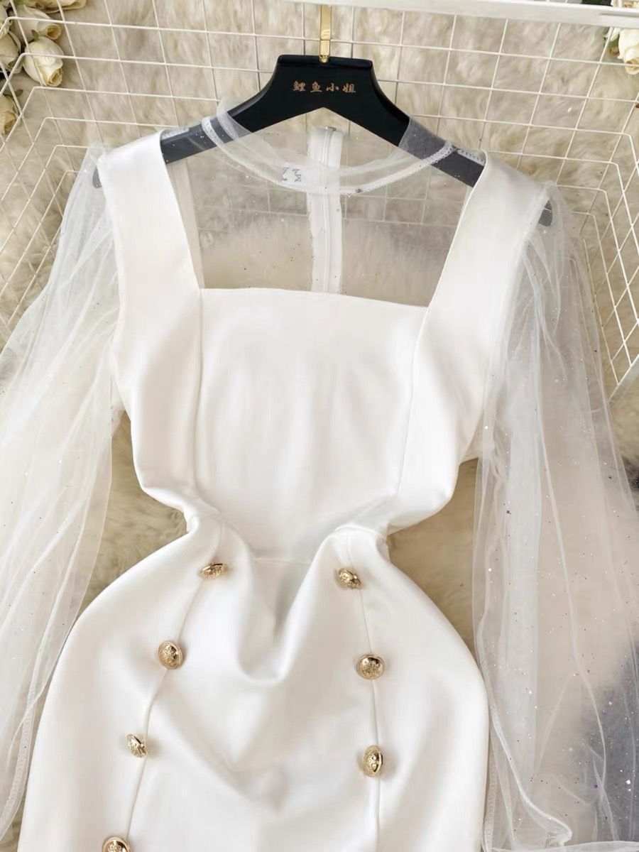 Slay the night mesh sleeves dress FBC56 image