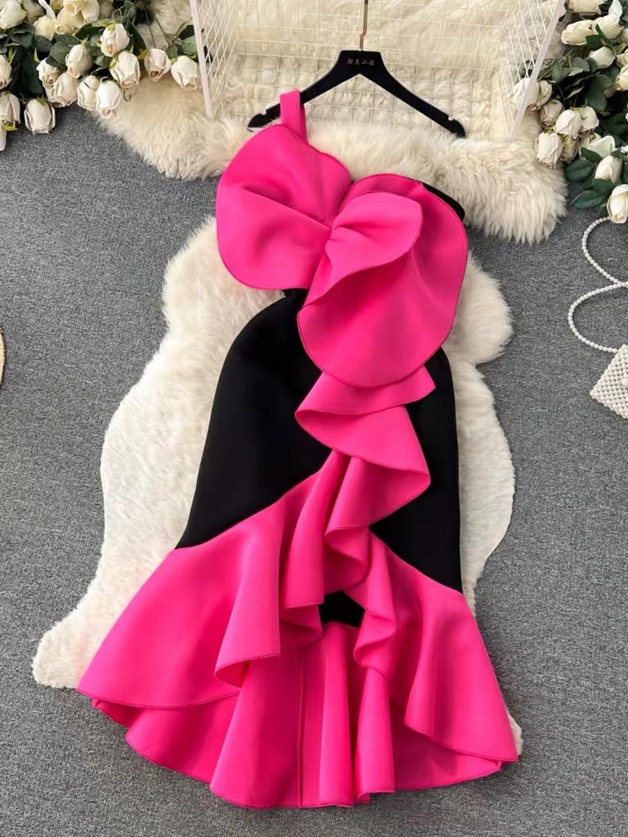 Radiant night ruffle dress EVD55