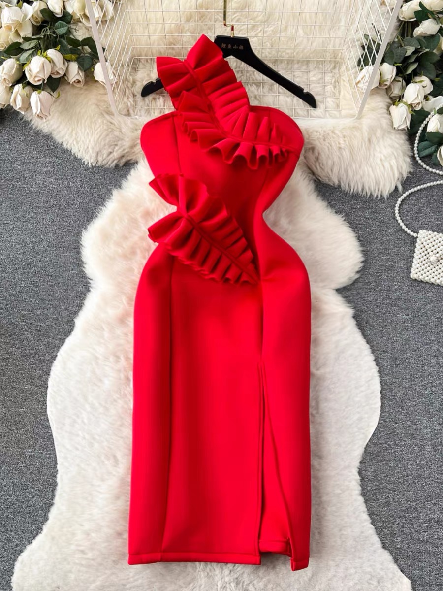 Cute ruffle dinner dress EBC55