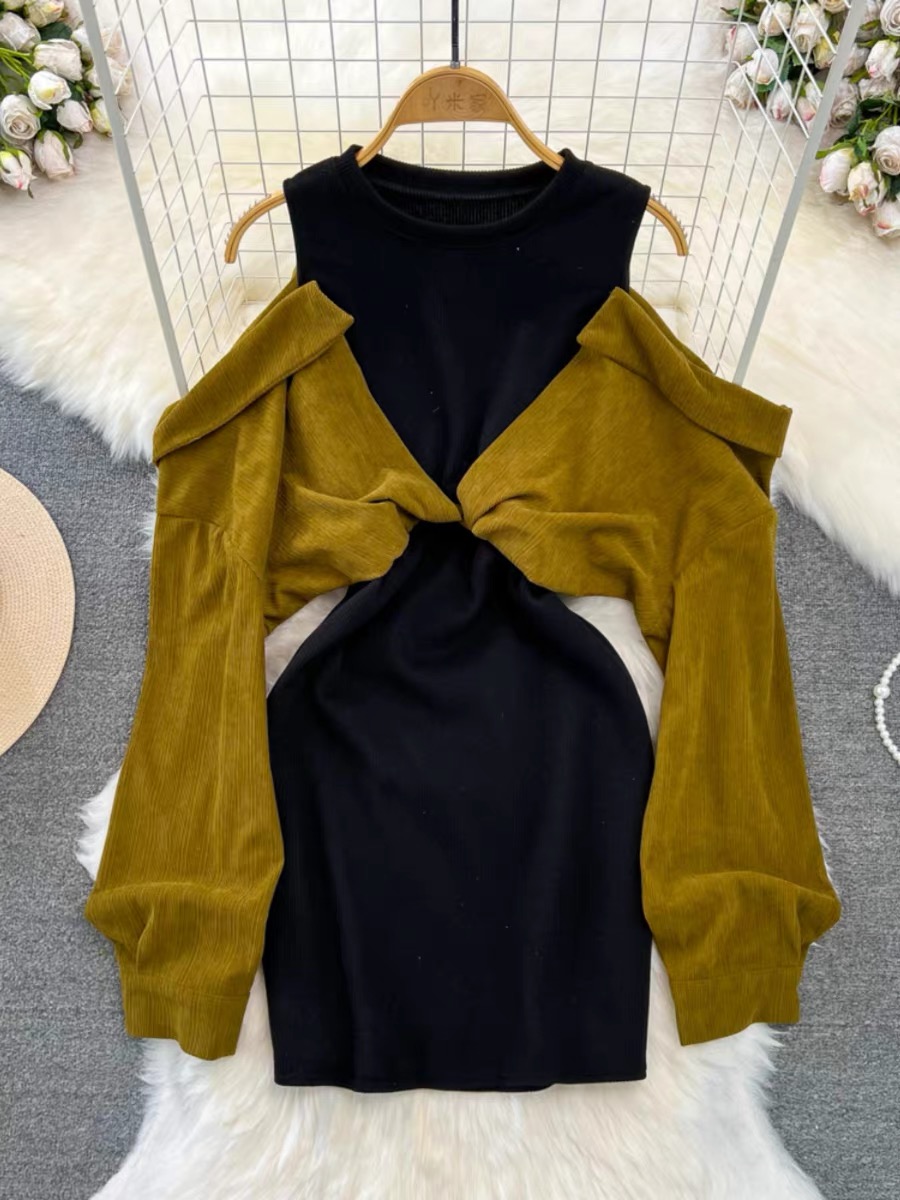 None of your concern corduroy dress CBC360