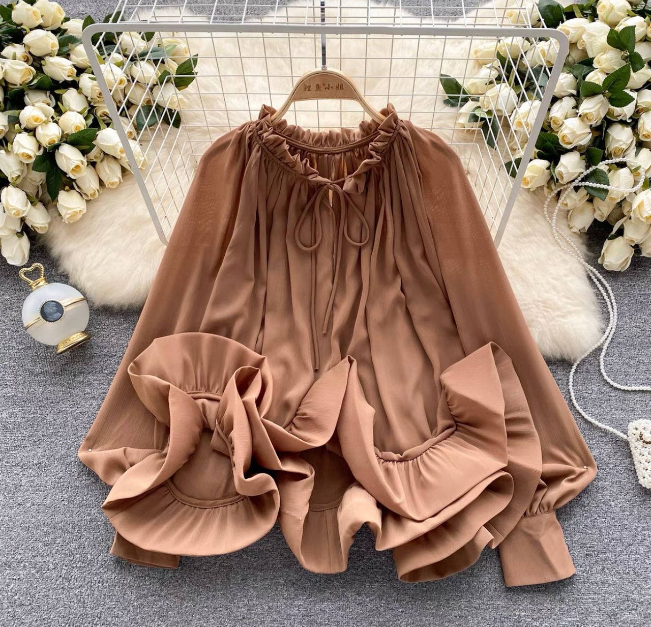 Dinner party ruffle blouse BE154 image