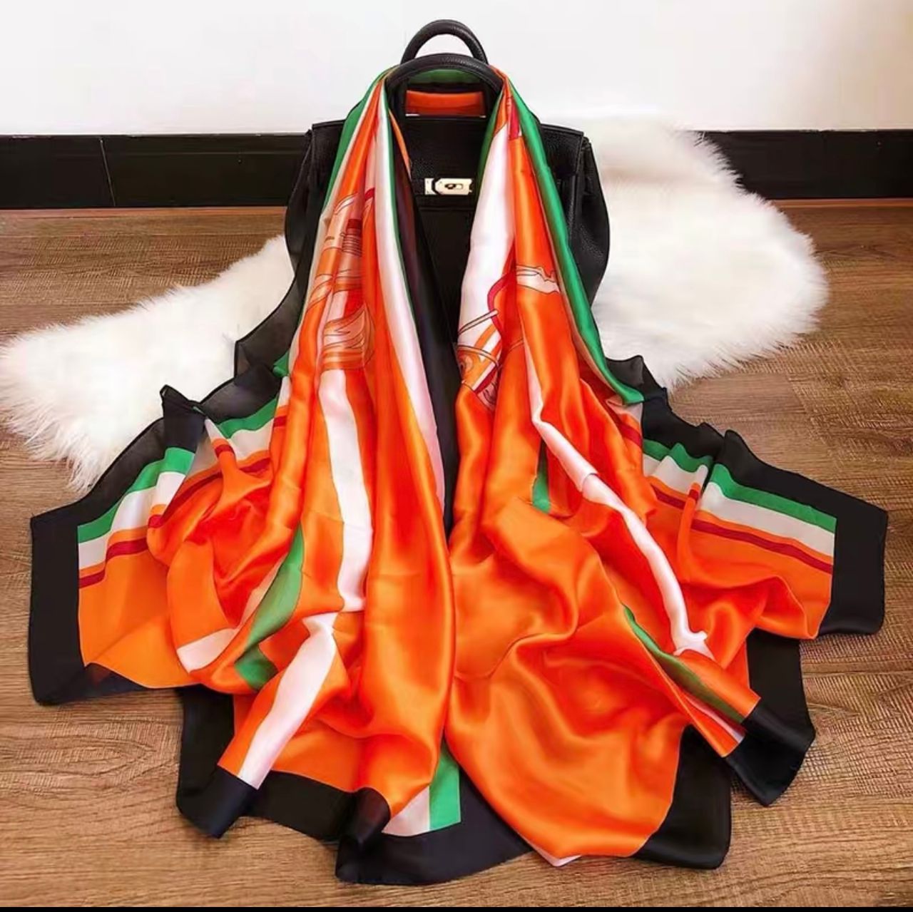 Hermes style print scarf HW117 image