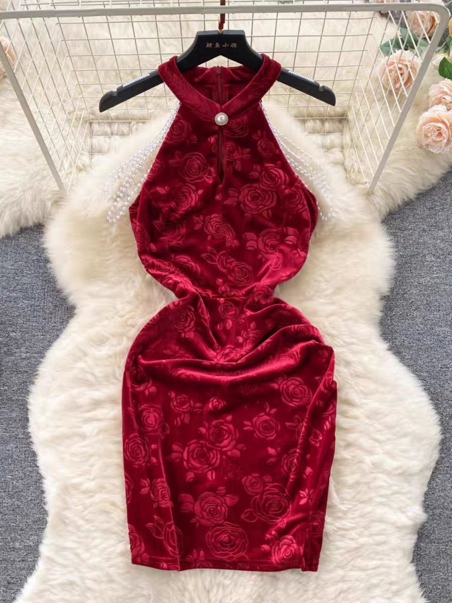 Christmas Eve mini velvet dress CBC257 image