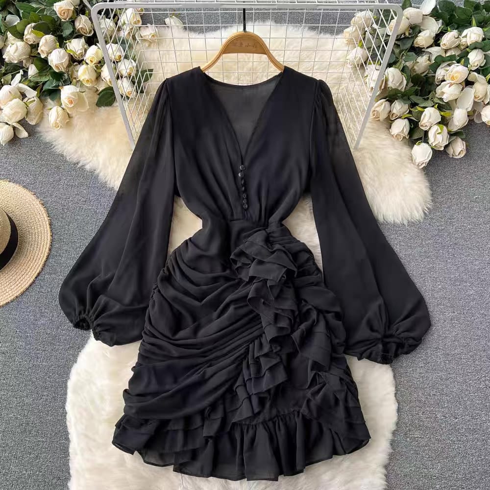 He stole my heart ruffle midi dress CD95 image