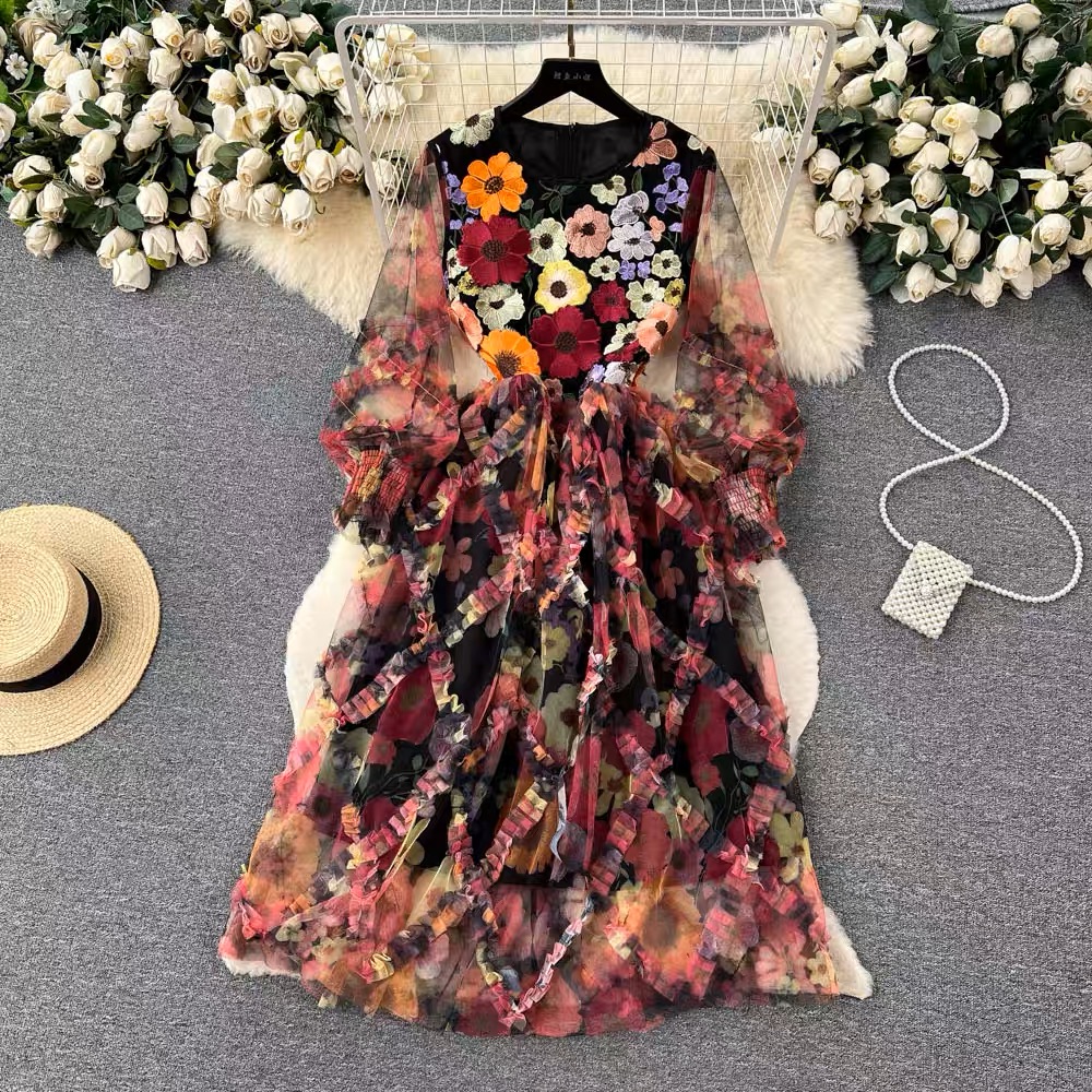 Disco fever embroidery dress EVD25