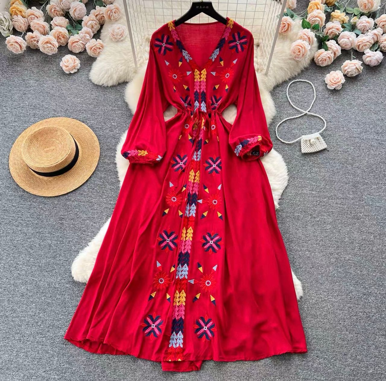 Extra slay vibe embroidery dress CD454 image