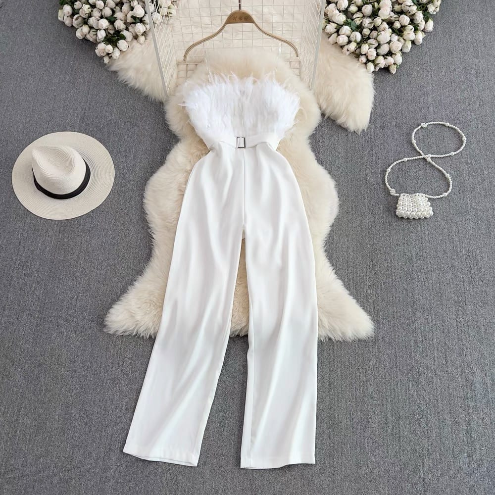 Cocktail party feathery jumpsuit JRZZ466 image