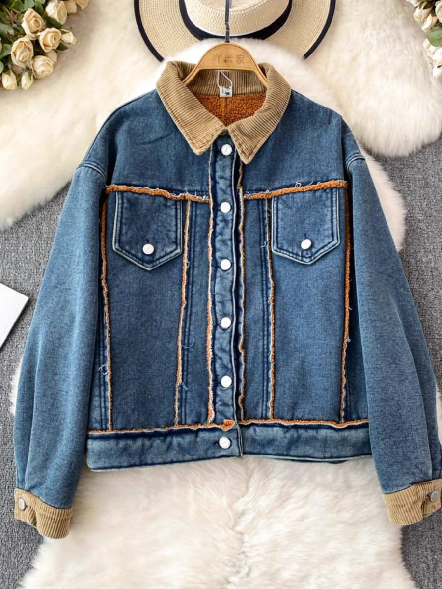 Cut the check denim jacket DJA113