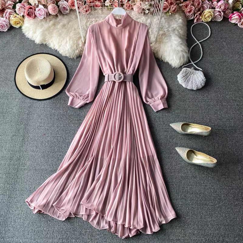 She works hard for the money pleat dress & belt FD4 image