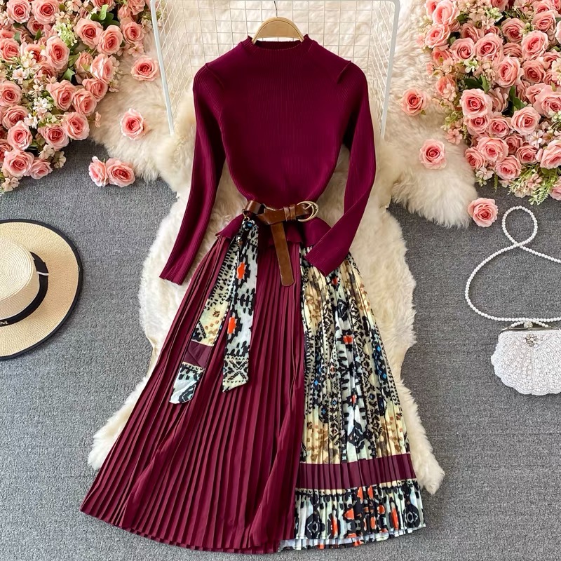 Lunch day print dress & belt FD13 image