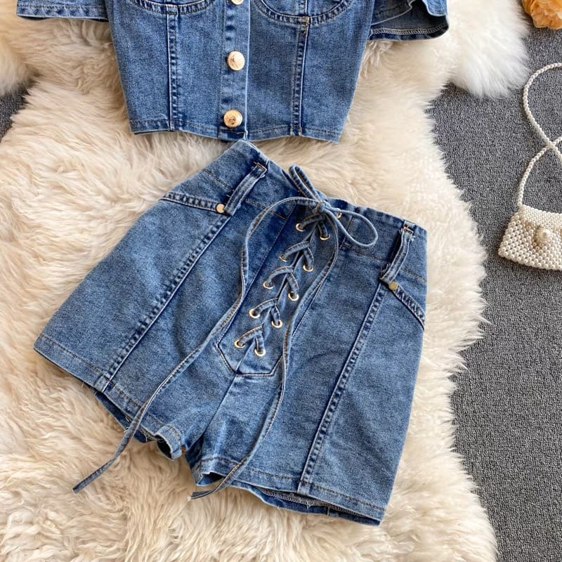 Let them stare denim set TPZZ2014 image