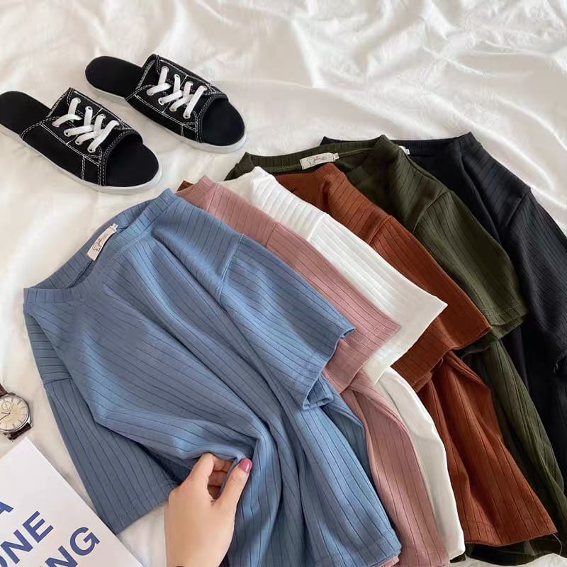 Pleated plain summer tee TSZZ162 image