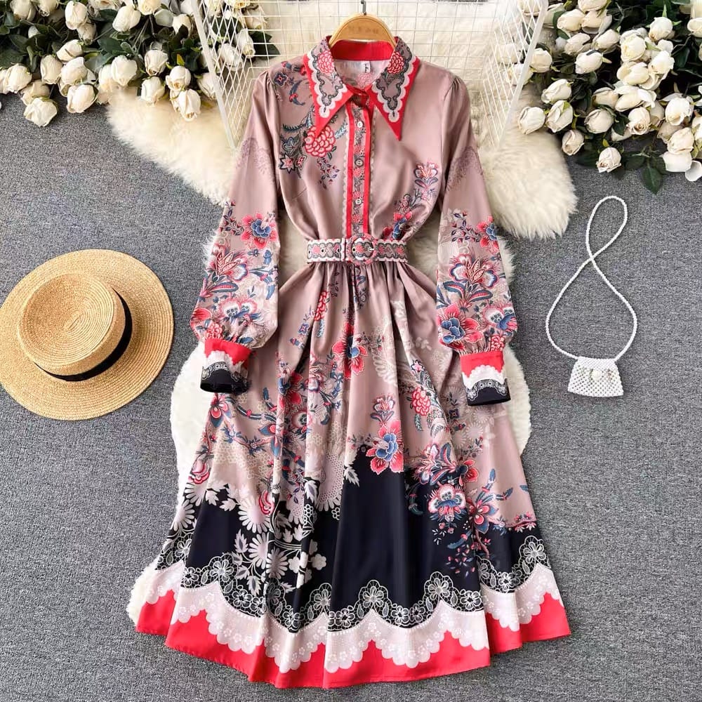 Sunset dinner print dress ED61 image