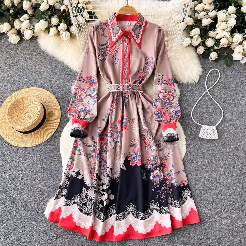 Sunset dinner print dress ED61
