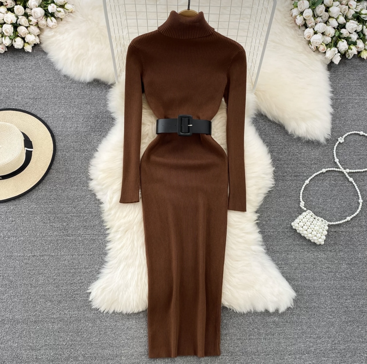 Late nights sweater gown & belt KBC29 image