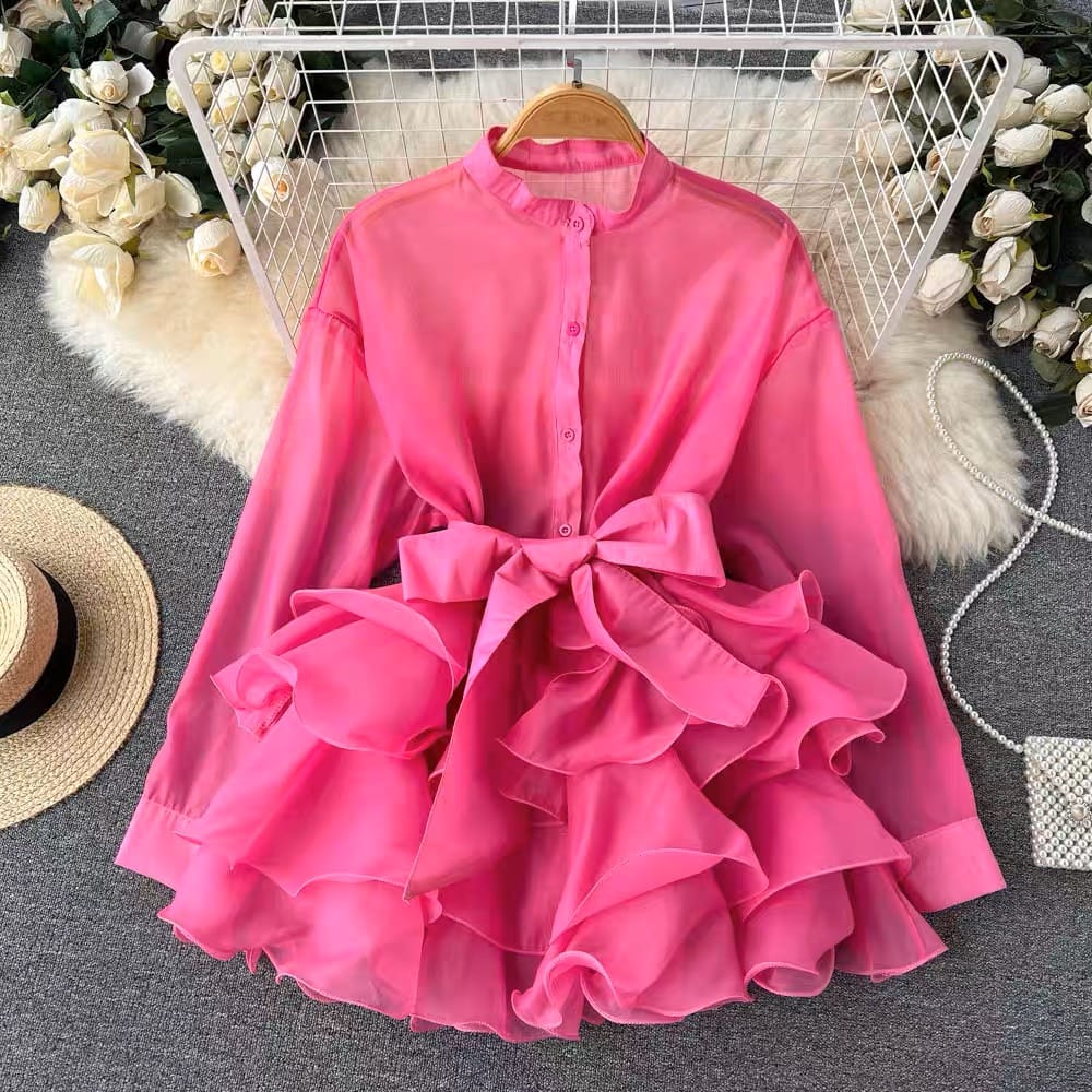 Ride the flutter ruffle blouse BE127 image