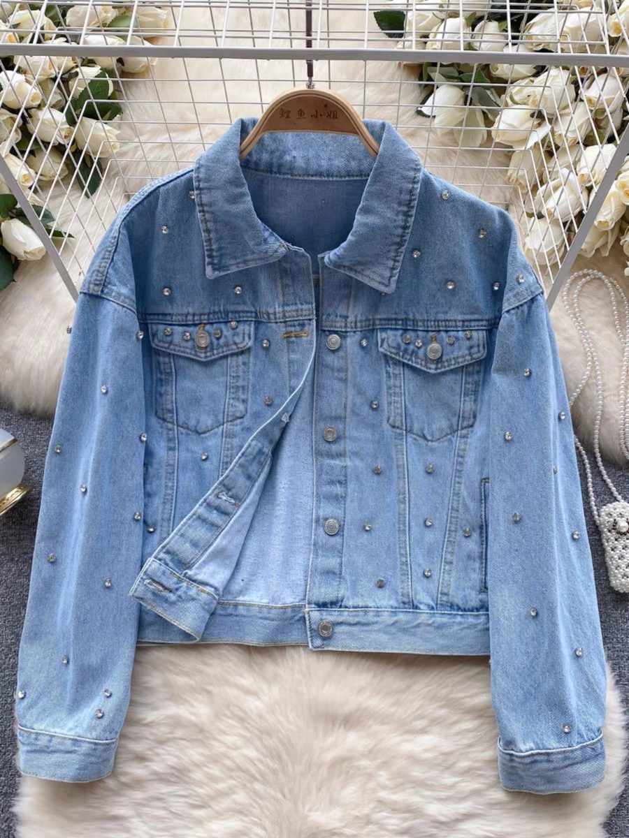 Motorbike own beaded denim jacket DJA109