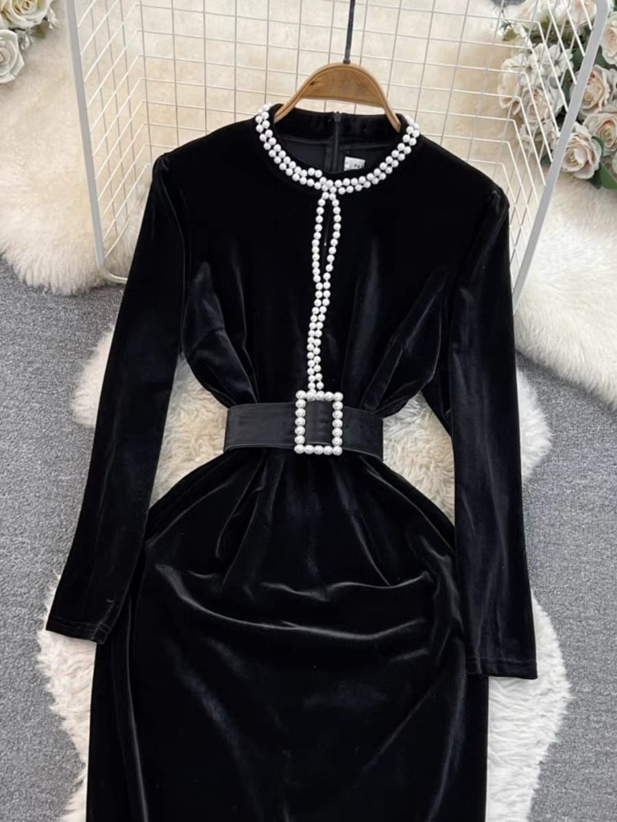 On a business trip beaded velvet dress & belt  FBC100 image