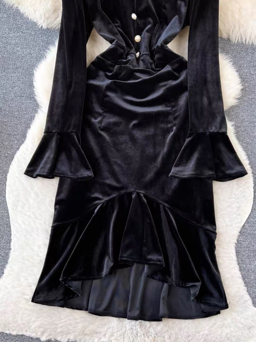 On top of the game velvet  dress FD558 image