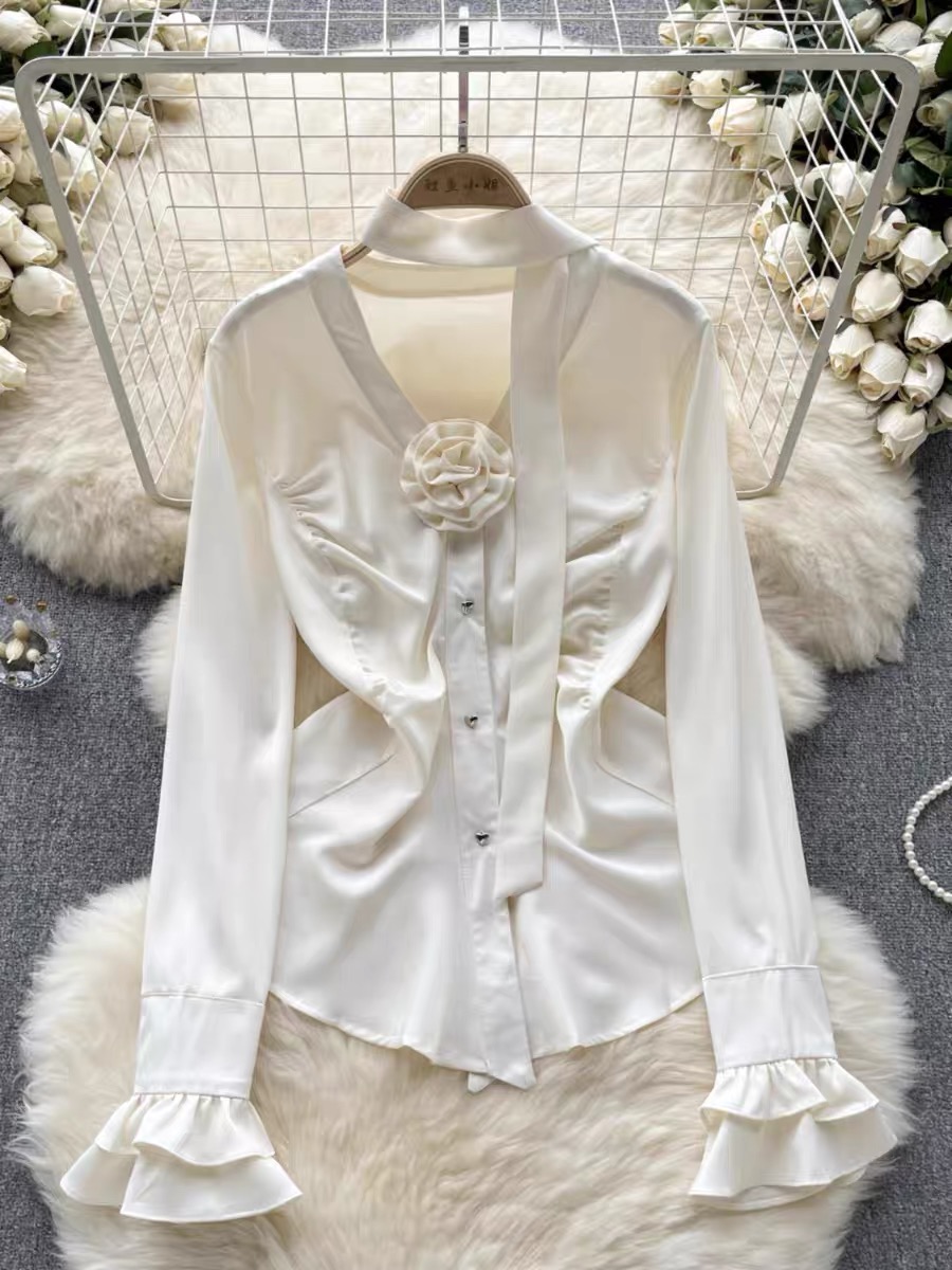 Fire flames luxury silk blouse BE238