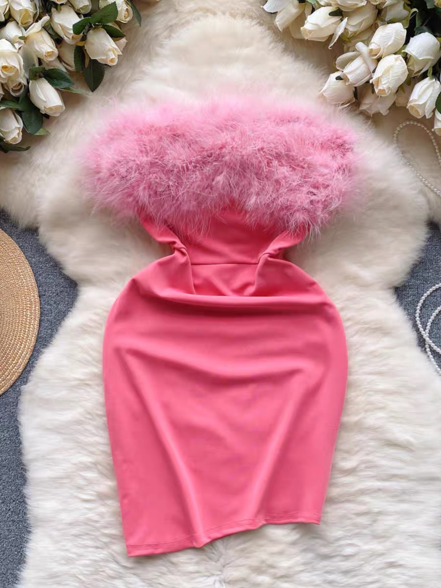 Spoiling myself mini fur gown CBC279