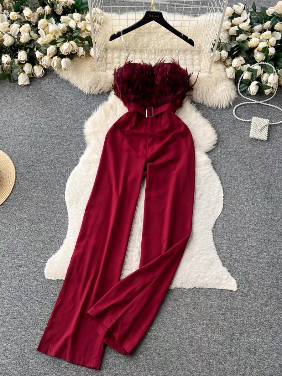 Taste of luxury feathery jumpsuit JRZZ616 image