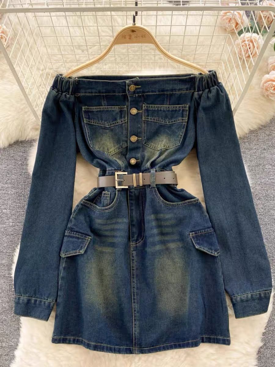 Lights and cameras denim Dress & belt DD23 image