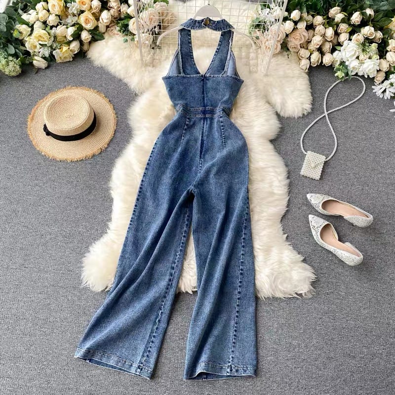 Walk my way sleeveless denim jumpsuit JRZZ156 image