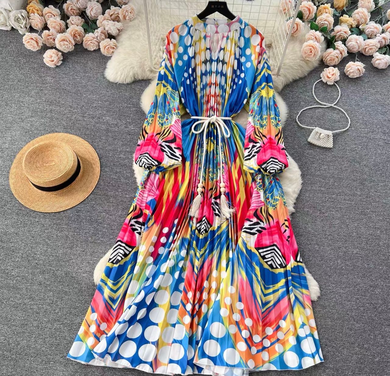 Wedding guest print dress CD522 image