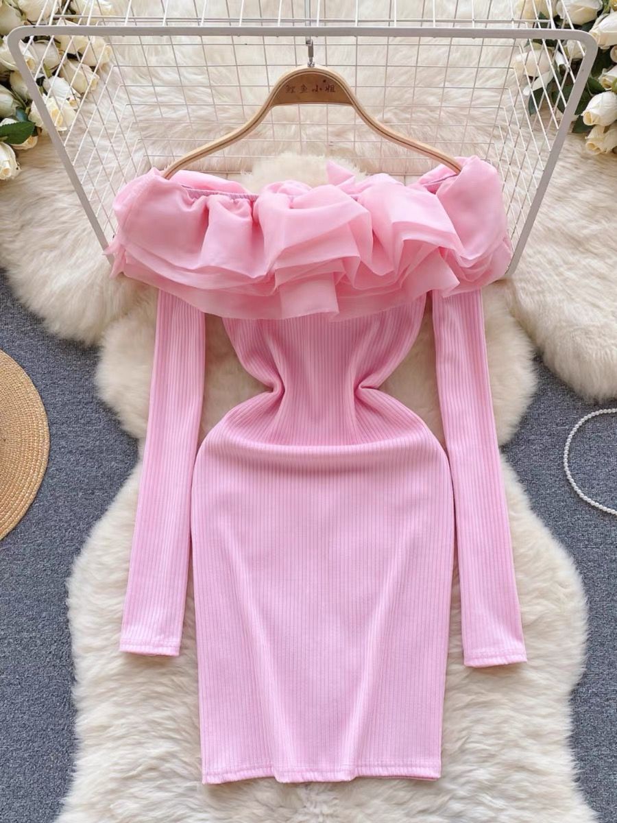 Believe me not ruffle knitted gown CBC231 image