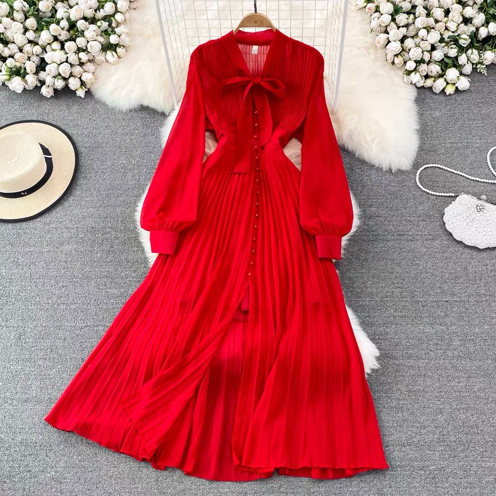 Red carpet pleat dress FD56 image