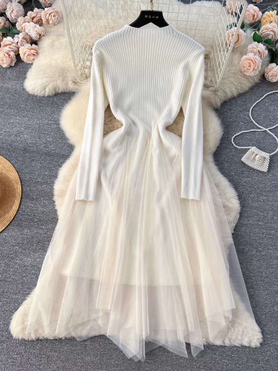 Key to love sweater mesh dress KD170 image