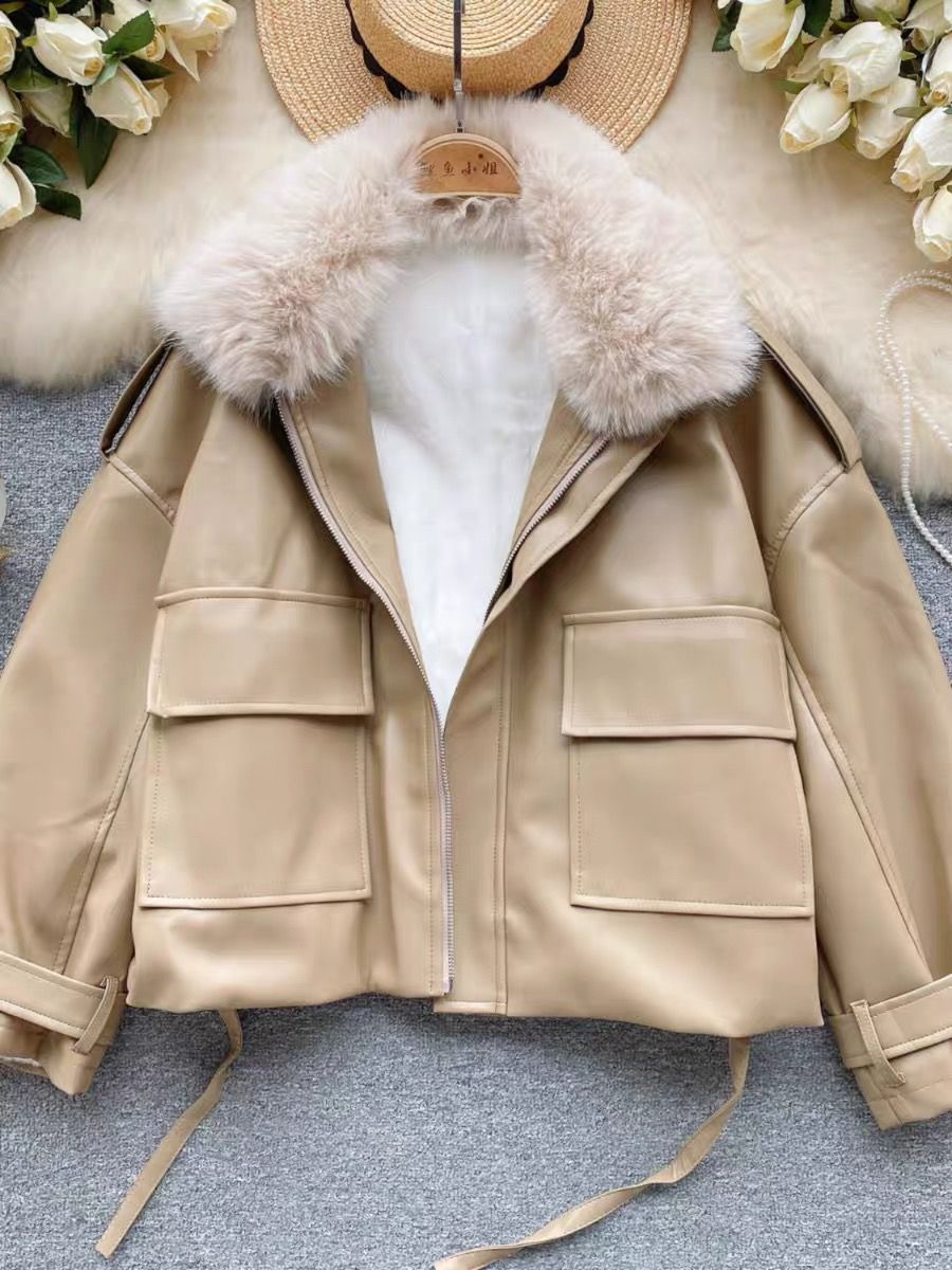 Oh Lala designer leather fur jacket LJ116 image