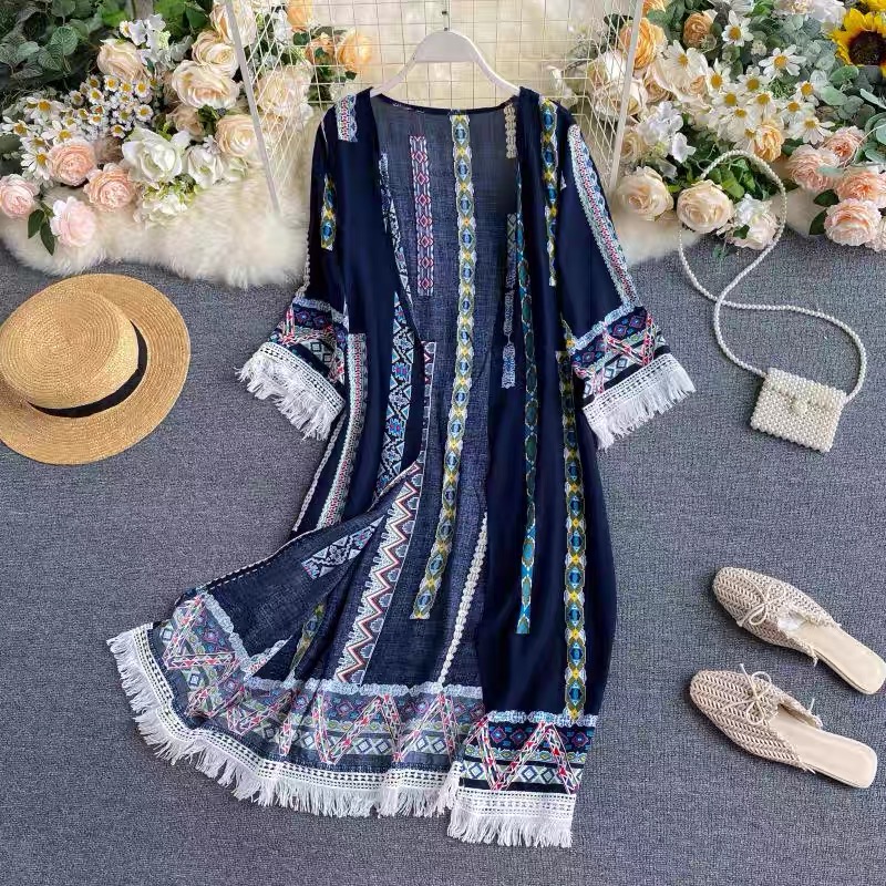 Summer beach vibes fringe kimono KM101 image