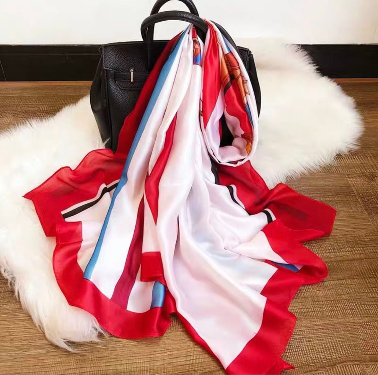 Hermes style print scarf HW117 image