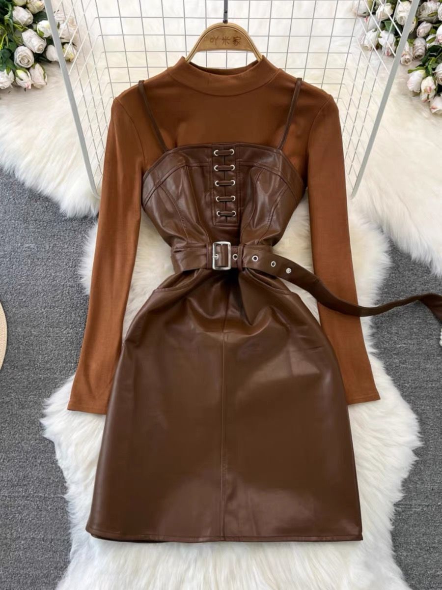 Speaks to my soul leather dress set FD276 image