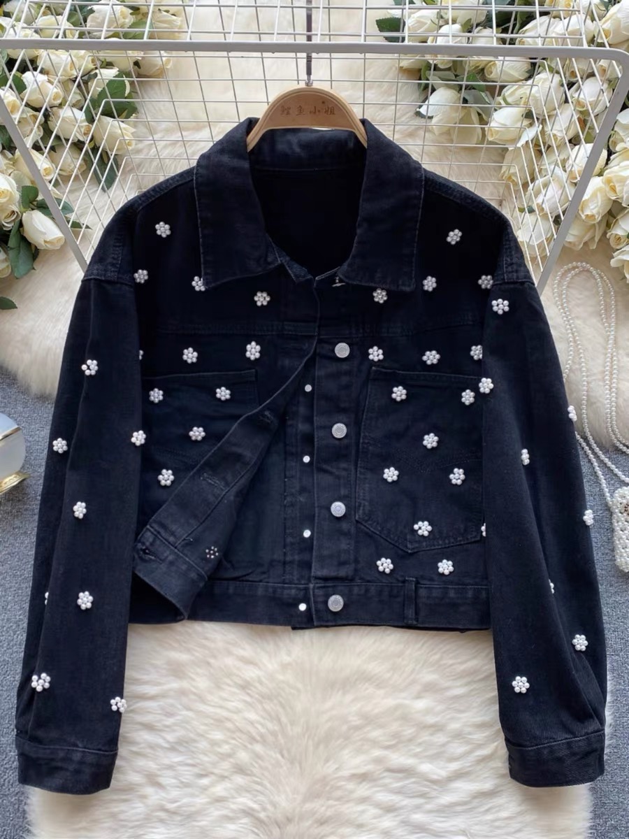 Back to college beaded denim jacket DJA108