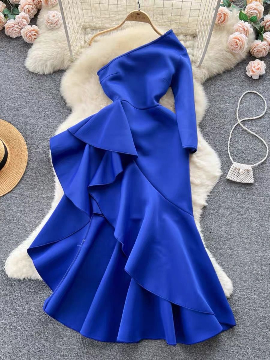 Formal party ruffle dress EVD68 image