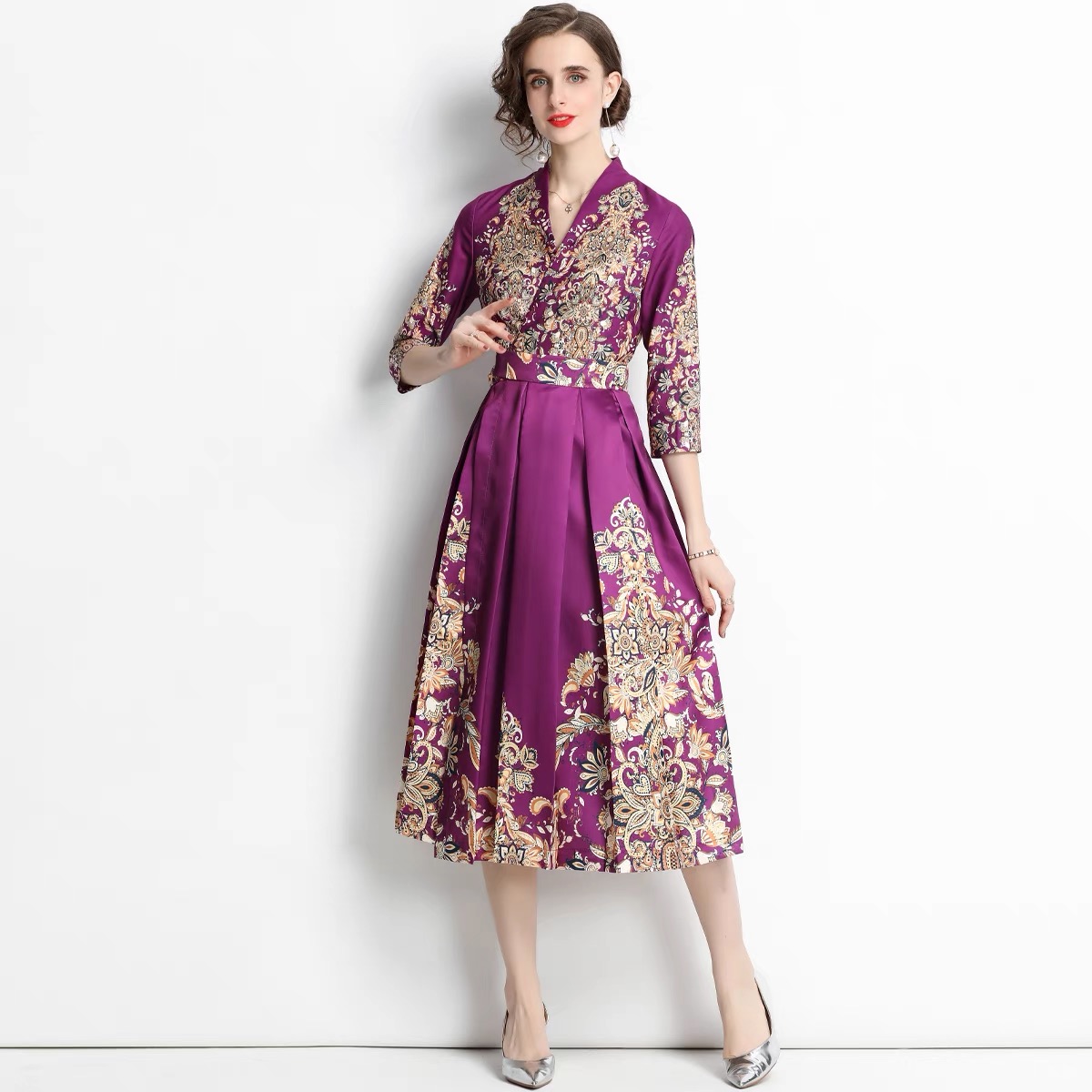 Vintage party print dress ED2