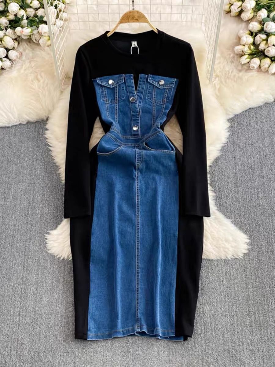 The clothes are designer denim dress DBC12 image